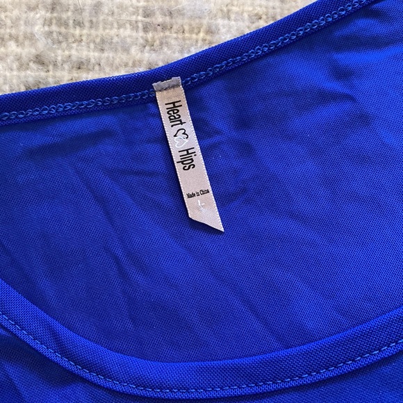 Royal blue see-thru mesh bodycon underblouse NWOT - Picture 2 of 4